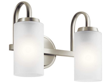 Kichler Kennewick 2-Light Brushed Nickel Glass Vanity Light
