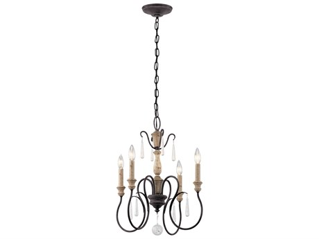 Kichler Kimblewick 4-Light Weathered Zinc Black Glass Candelabra Chandelier