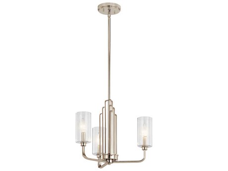 Kichler Kimrose 3-Light Polished Nickel Glass Candelabra Cylinder Chandelier