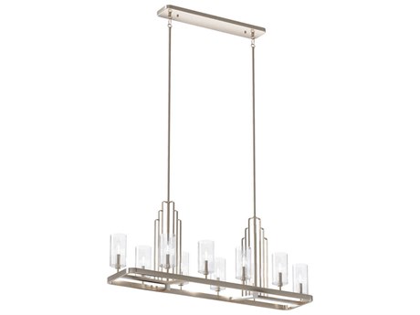 Kichler Kimrose 10-Light Polished Nickel Glass Cylinder Island Pendant