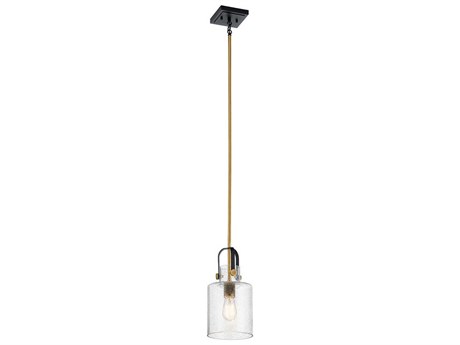 Kichler Kitner 1-Light Natural Brass Glass Cylinder Mini Pendant
