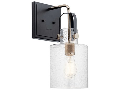 Kichler Kitner 1-Light Polished Nickel Glass Wall Sconce