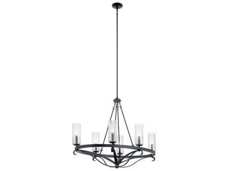 Kichler Krysia 6-Light Black Glass Cylinder Island Pendant