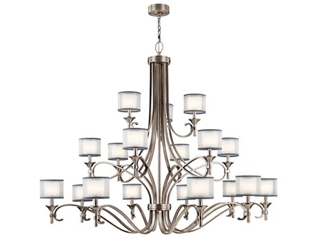 Kichler Lacey 18-Light8-Light Antique Pewter Glass Candelabra Cylinder Drum Chandelier