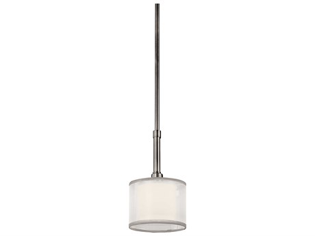 Kichler Lacey 1-Light Antique Pewter Glass Cylinder Mini Pendant