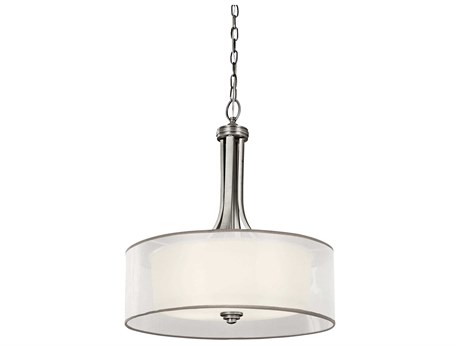 Kichler Lacey 4-Light Antique Pewter Glass Cylinder Drum Pendant