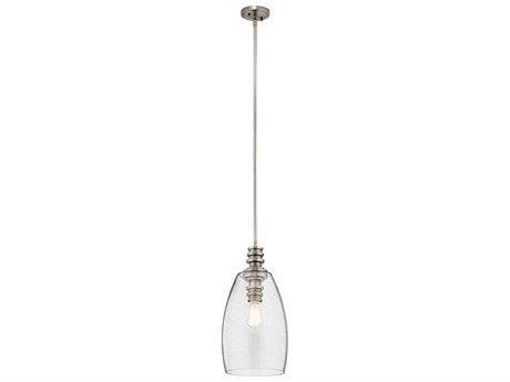 Kichler Lakum 1-Light Classic Pewter Glass Geometric Mini Pendant