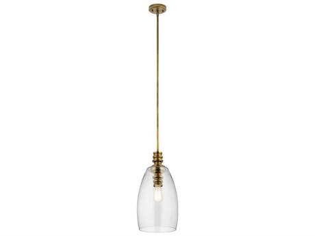 Kichler Lakum 1-Light Natural Brass Glass Geometric Mini Pendant
