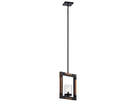Kichler Marimount 1-Light Auburn Stained Black Glass Cylinder Mini Pendant