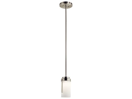 Kichler 1-Light Brushed Nickel Glass LED Cylinder Round Mini Pendant
