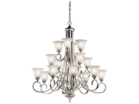 Kichler Monroe 16-Light6-Light Brushed Nickel Glass Bell Chandelier