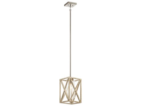Kichler Moorgate 1-Light Distressed Antique White Glass Cylinder Mini Pendant