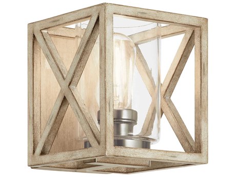 Kichler Moorgate 1-Light Distressed Antique White Glass Wall Sconce