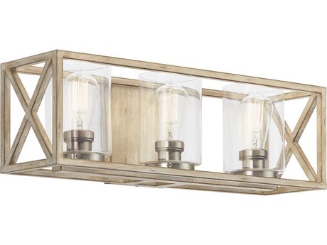 Kichler Moorgate 3-Light Distressed Antique White Glass Vanity Light