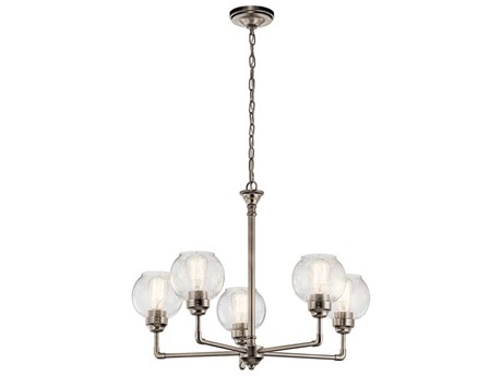 Kichler Niles 5-Light Antique Pewter Glass Globe Round Chandelier