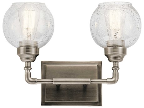 Kichler Niles 2-Light Antique Pewter Glass Vanity Light