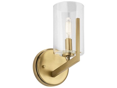 Kichler Nye 1-Light Brushed Natural Brass Glass Wall Sconce