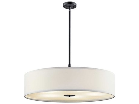 Kichler 5-Light Black Glass Drum Round Pendant