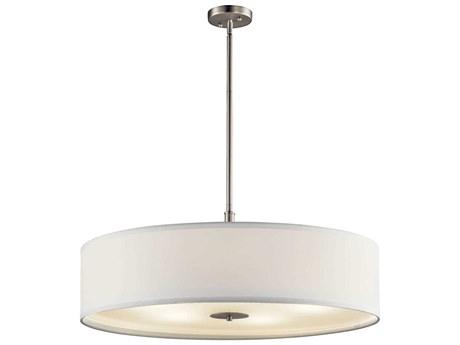 Kichler 5-Light Brushed Nickel Glass Cylinder Drum Pendant
