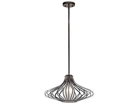 Kichler 1-Light Olde Bronze Glass Cylinder Geometric Pendant