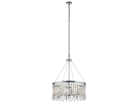Kichler Piper 6-Light Chrome Glass Candelabra Drum Chandelier