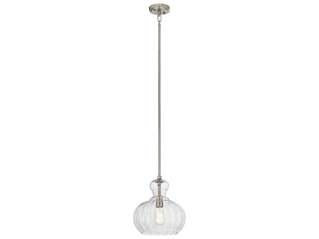 Kichler Riviera 1-Light Brushed Nickel Glass Geometric Mini Pendant