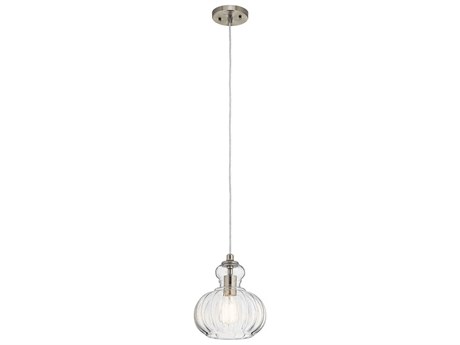 Kichler Riviera 1-Light Brushed Nickel Glass Geometric Mini Pendant