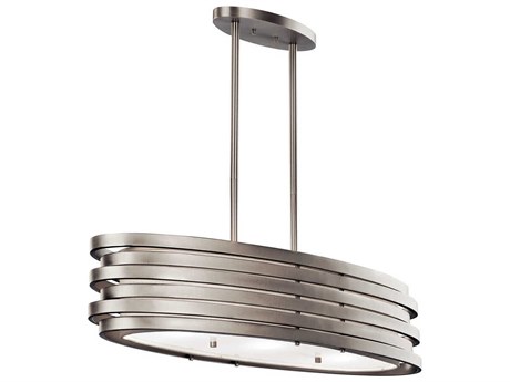 Kichler Roswell 3-Light Brushed Nickel Glass Geometric Island Pendant
