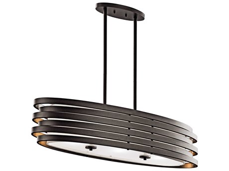 Kichler Roswell 3-Light Olde Bronze Glass Geometric Island Pendant