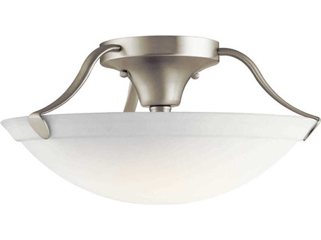 Kichler 3-Light Brushed Nickel Glass Bowl Round Semi Flush Mount