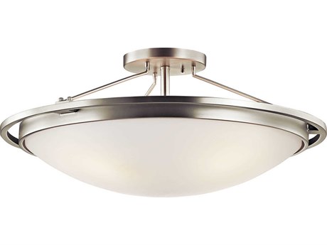 Kichler 4-Light Brushed Nickel Glass Bowl Round Semi Flush Mount