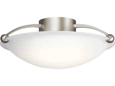 Kichler 3-Light Brushed Nickel Glass Bowl Round Semi Flush Mount