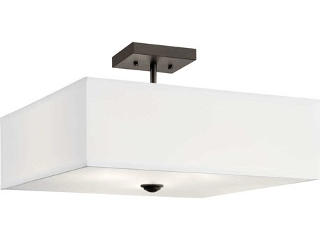 Kichler Shailene 3-Light Olde Bronze Glass Geometric Semi Flush Mount