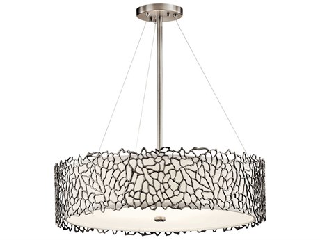 Kichler Silver Coral 4-Light Classic Pewter Drum Pendant
