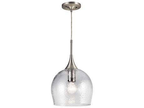 Kichler Sloane 1-Light Brushed Nickel Glass Dome Round Mini Pendant