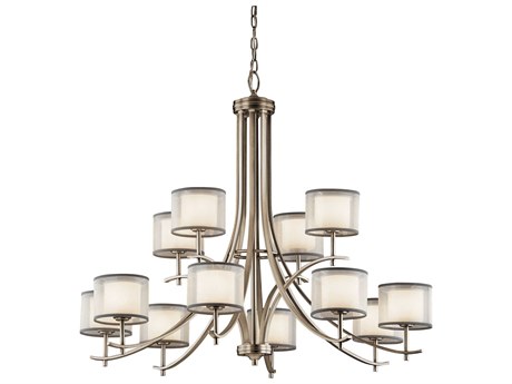 Kichler Tallie 12-Light Antique Pewter Glass Candelabra Cylinder Chandelier