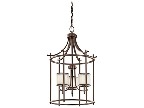 Kichler Tallie 3-Light Mission Bronze Glass Candelabra Cylinder Chandelier