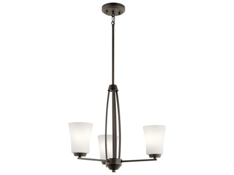 Kichler Tao 3-Light Olde Bronze Glass Bell Chandelier