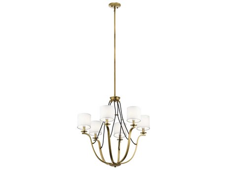 Kichler Thisbe 6-Light Natural Brass Candelabra Cylinder Chandelier