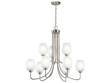 Kichler Valserrano 9-Light Brushed Nickel Glass Geometric Chandelier