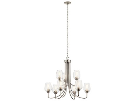 Kichler Valserrano 9-Light Brushed Nickel Glass Geometric Chandelier
