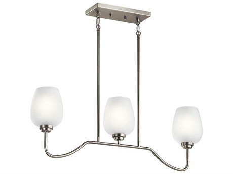 Kichler Valserrano 3-Light Brushed Nickel Glass Geometric Island Pendant