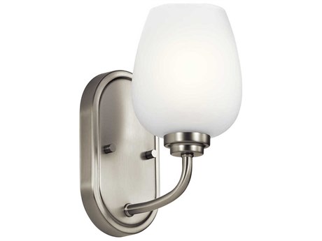 Kichler Valserrano 1-Light Brushed Nickel Glass Wall Sconce