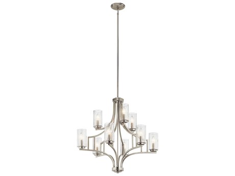 Kichler Vara 9-Light Brushed Nickel Glass Candelabra Cylinder Chandelier