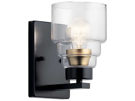 Kichler Vionnet 1-Light Black Glass Wall Sconce