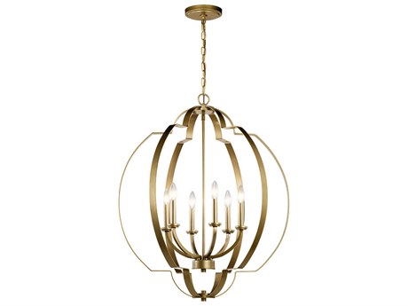 Kichler Voleta 6-Light Natural Brass Candelabra Geometric Chandelier