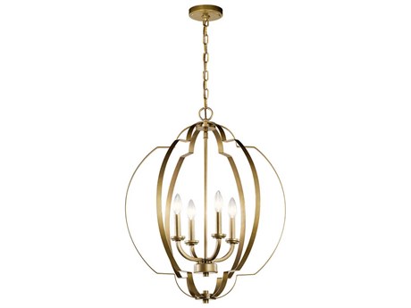 Kichler Voleta 4-Light Natural Brass Candelabra Geometric Chandelier