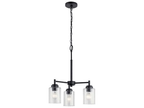 Kichler Winslow 3-Light Black Glass Cylinder Chandelier