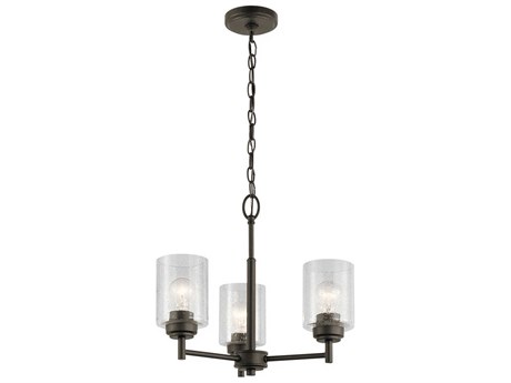 Kichler Winslow 3-Light Olde Bronze Glass Cylinder Chandelier