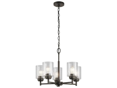 Kichler Winslow 5-Light Olde Bronze Glass Cylinder Chandelier